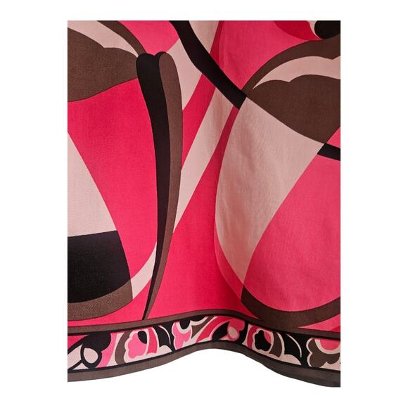 Elie Tahari Skirt Pink Brown Print Drop Waist A-Line Hem Border Women Sz 14 Geo - Picture 4 of 13